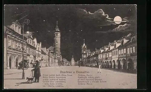 AK Domazlice, Nachtwächter auf dem Marktplatz