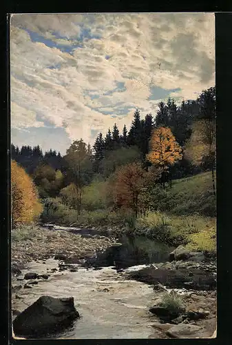 Künstler-AK Photochromie Nr. 2293: Fluss mit Felsen