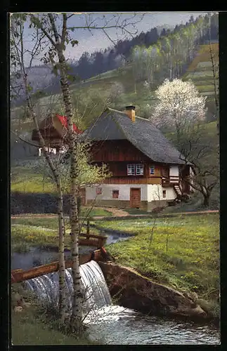 Künstler-AK Photochromie Nr. 3006: Haus am Fluss