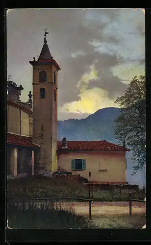Künstler-AK Photochromie Nr. 3306: Campione, Kirche mit Berg