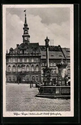 AK Böhmisch Leipa, platz mit Rathaus