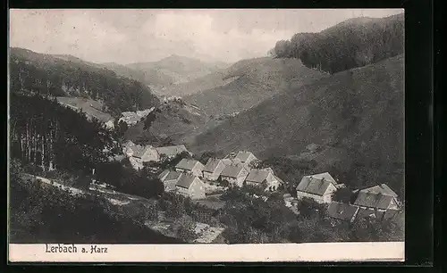 AK Lerbach a. Harz, Ortsansicht aus der Vogelschau