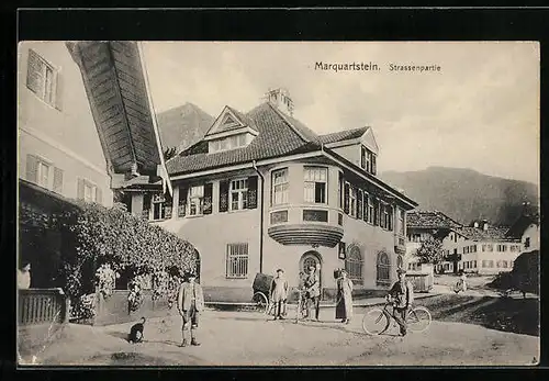 AK Marquartstein, Strassenpartie mit Einwohnern