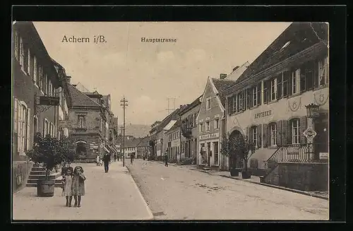 AK Achern i. B., Hauptstrasse mit Apotheke