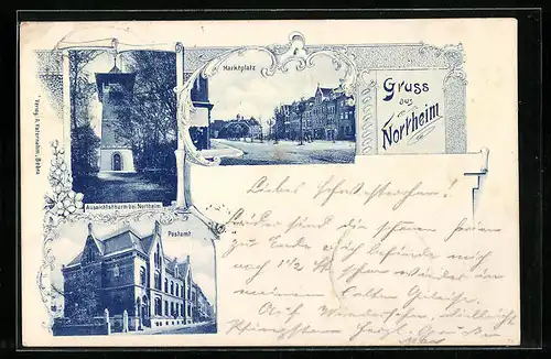 AK Northeim, Marktplatz, Postamt, Aussichtsturm