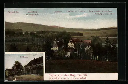 AK Dünkelhammer b. Alexanderbad, Gasthaus Roglermühle, Gasthaus mit Meierei