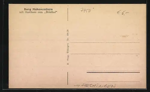 AK Hechingen, Gasthaus zum Brielhof, Burg Hohenzollern