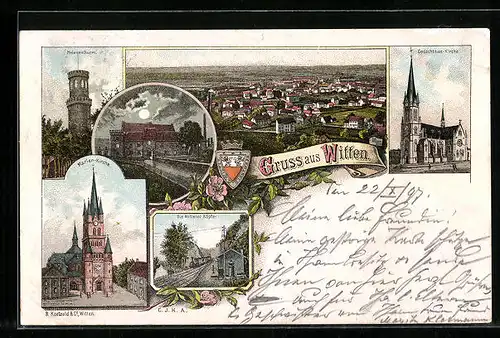 Lithographie Witten, Marienkirche, Die Wittener Köpfe