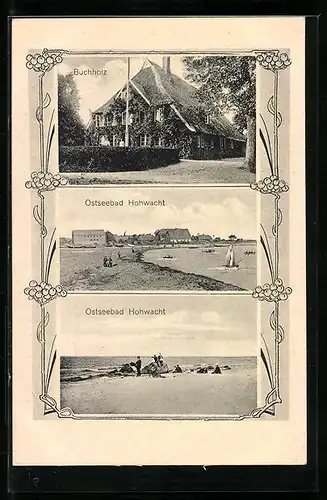 AK Hohwacht, Hotel Haus Buchholz, Ortspartie