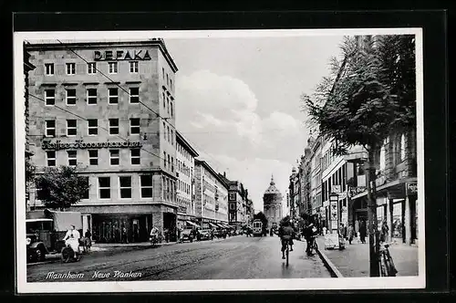 AK Mannheim, Neue Planken mit Strassenbahn
