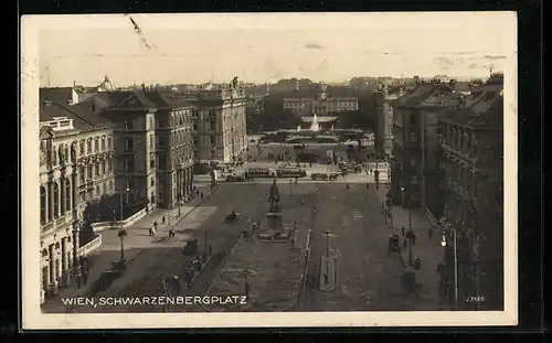AK Wien, Strassenbahn auf dem Schwarzenbergplatz