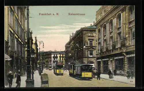 AK Frankfurt a. M., Kaiserstrasse mit Strassenbahn