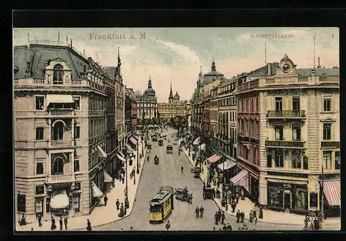 AK Frankfurt a. M., Strassenbahnen in der Kaiserstrasse