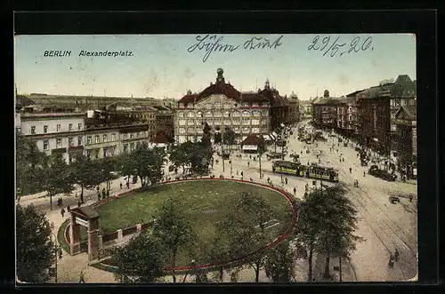 AK Berlin, Alexanderplatz, Strassenbahn