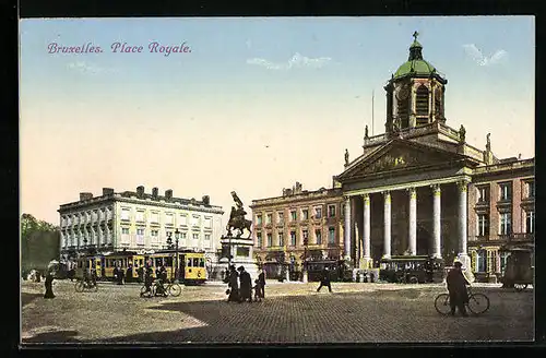 AK Bruxelles, Place Royale, Strassenbahn