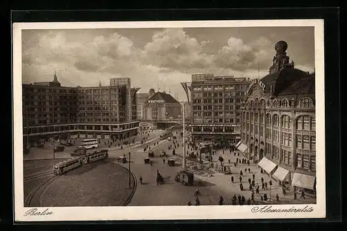 AK Berlin, Alexanderplatz mit Strassenbahn