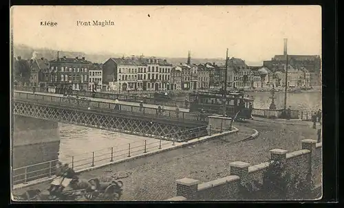 AK Liége, Pont Maghin, Strassenbahn