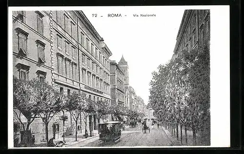 AK Roma, Via Nazionale, Strassenbahn
