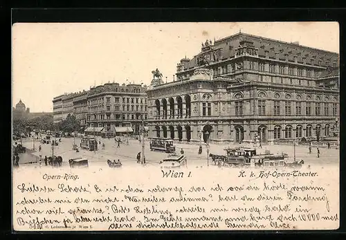 AK Wien, Strassenbahnverkehr auf dem Opern-Ring