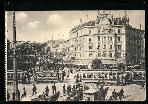 AK Berlin, Potsdamer Platz mit Strassenbahn