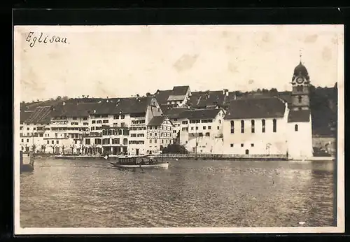 AK Eglisau, Uferpartie mit Kirche