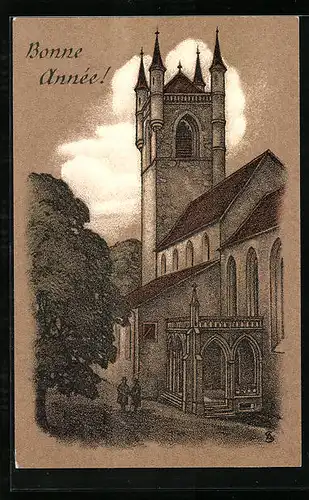 Künstler-AK Vevey, Eglise St.-Martin