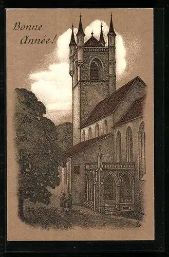 Künstler-AK Vevey, Eglise St.-Martin