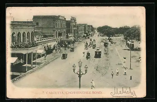 AK Calcutta, Chowringhee Road, Strassenbahn
