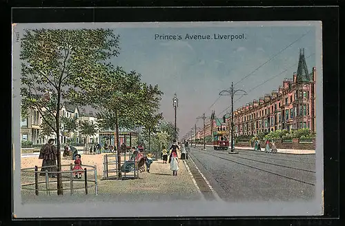AK Liverpool, Prince`s Avenue, Strassenbahn