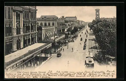 AK Calcutta, Old Court House Street, Strassenbahn