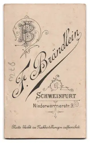 Fotografie F. Brändlein, Schweinfurt, Niederwerrnerstr. 9, Kind im weissen Kleid mit Puppe