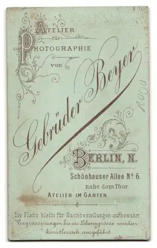 Fotografie Gebrüder Beyer, Berlin, Schönhauser Allee 6, Junge Dame mit hochgestecktem Haar