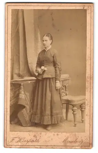 Fotografie F. Herrfurth, Merseburg, Brühl 4, Junge Dame in modischer Kleidung