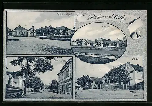 AK Prilepy, Stred obce, Partie u kaple, skoly