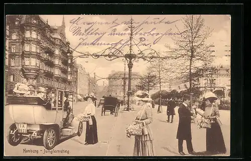 AK Hamburg-Neustadt, Jungfernstieg mit Autos, Fotomontage