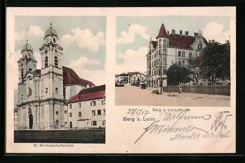 AK München - Berg am Laim, St. Michaelshofkirche und Berg a. Laim-Strasse