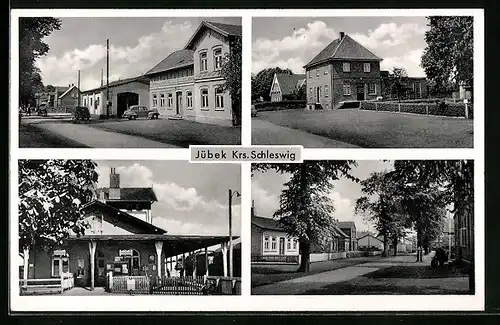 AK Jübek, Ortsansichten mit Bahnhof