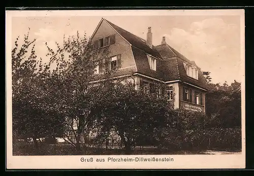 AK Pforzheim-Dillweissenstein, Waldkaffee Burg Hoheneck, Bes.: Aug. Weisser