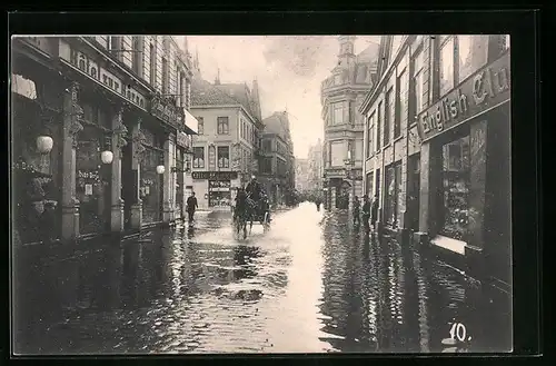 AK Kiel, Die Sturmflut am 31. Dezember 1904, Holstenstrasse