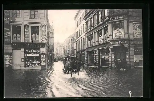 AK Kiel, Holstenstrasse, Sturmflut am 31. Dezember 1904