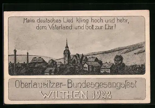 AK Wilthen, Ortsansicht, Oberlausitzer Bundesgesangsfest 1922