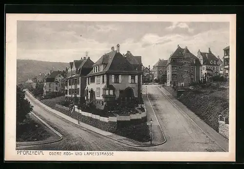 AK Pforzheim, Obere Rod- und Lameystrasse