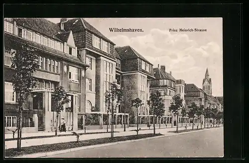 AK Wilhelmshaven, Prinz-Heinrich-Strasse mit Kirche