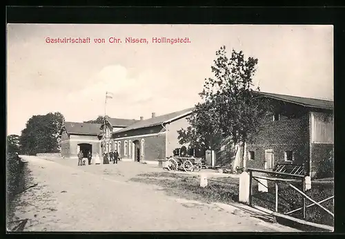 AK Hollingstedt, Gasthaus Chr. Nissen, Strassenansicht