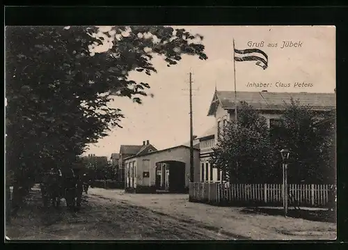AK Jübek /Kr. Schleswig, Gasthof Claus Peters mit Strasse