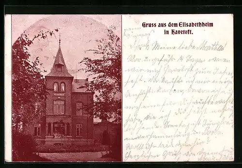 AK Havetoft, Elisabethheim, Frontansicht