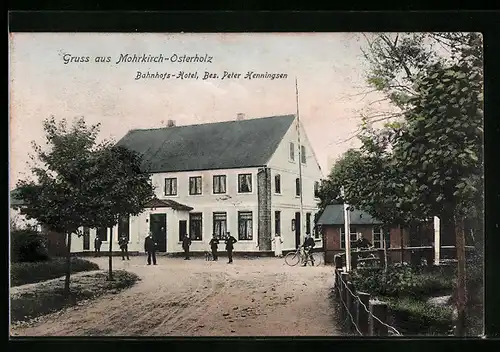 AK Mohrkirch-Osterholz, Bahnhofs-Hotel mit Strasse