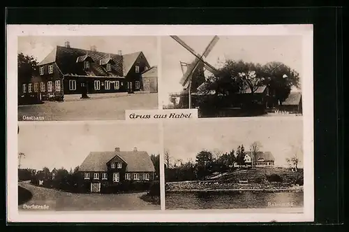 AK Rabel, Gasthaus, Windmühle, Rabelsund