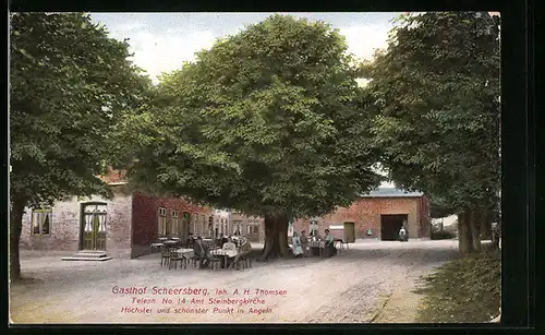 AK Steinbergkirche i. Angeln, Gasthof Scheersberg mit Gästen