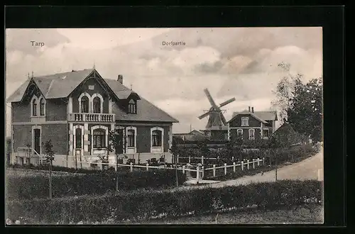 AK Tarp, Dorfpartie mit Windmühle